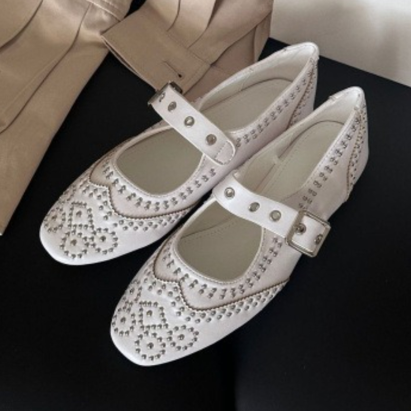 Retro Rivet Buckle Design Flat - Women Fashion Designers review and price