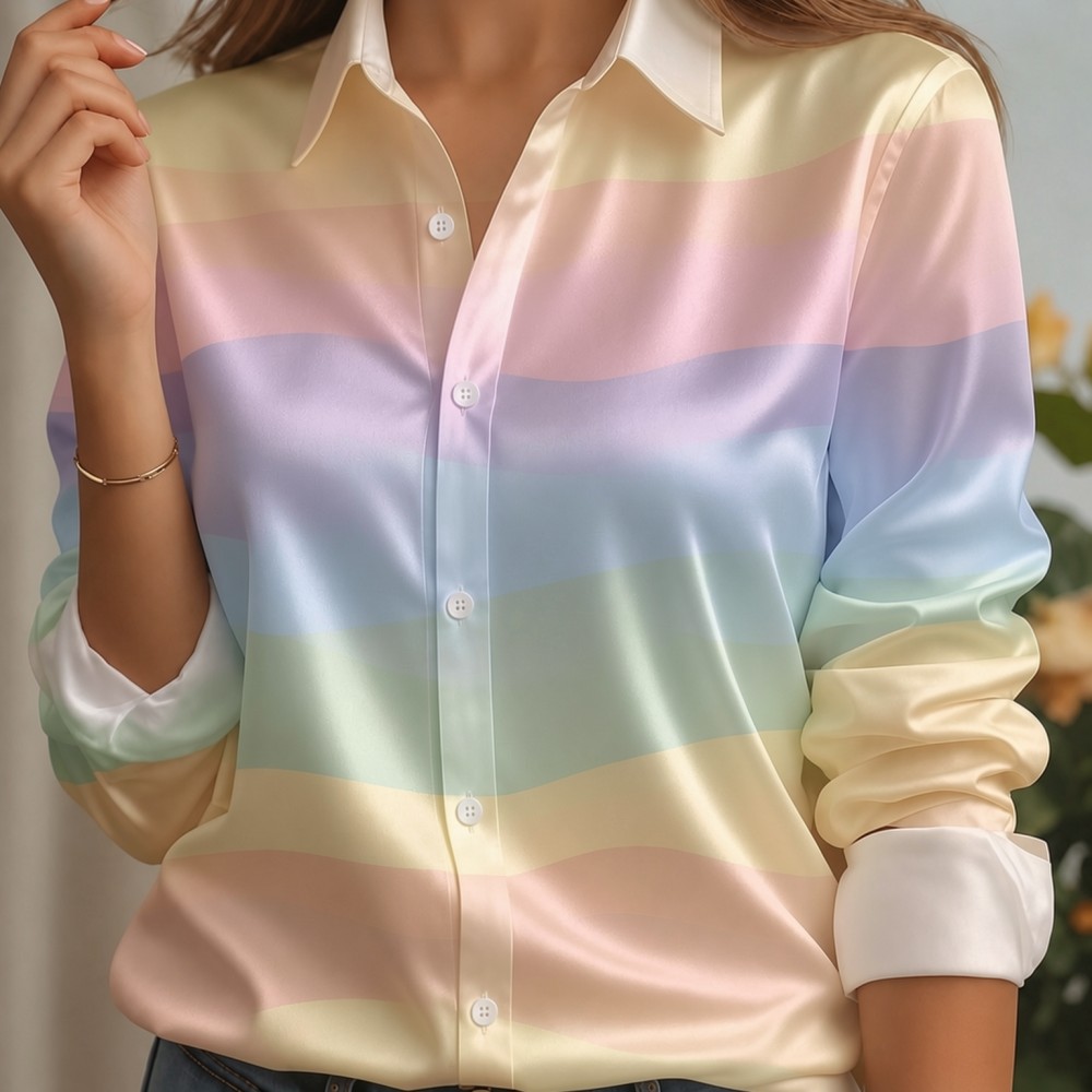 Women Satin Lapel Collar Shirt - Women'S Fashion Trends review and price