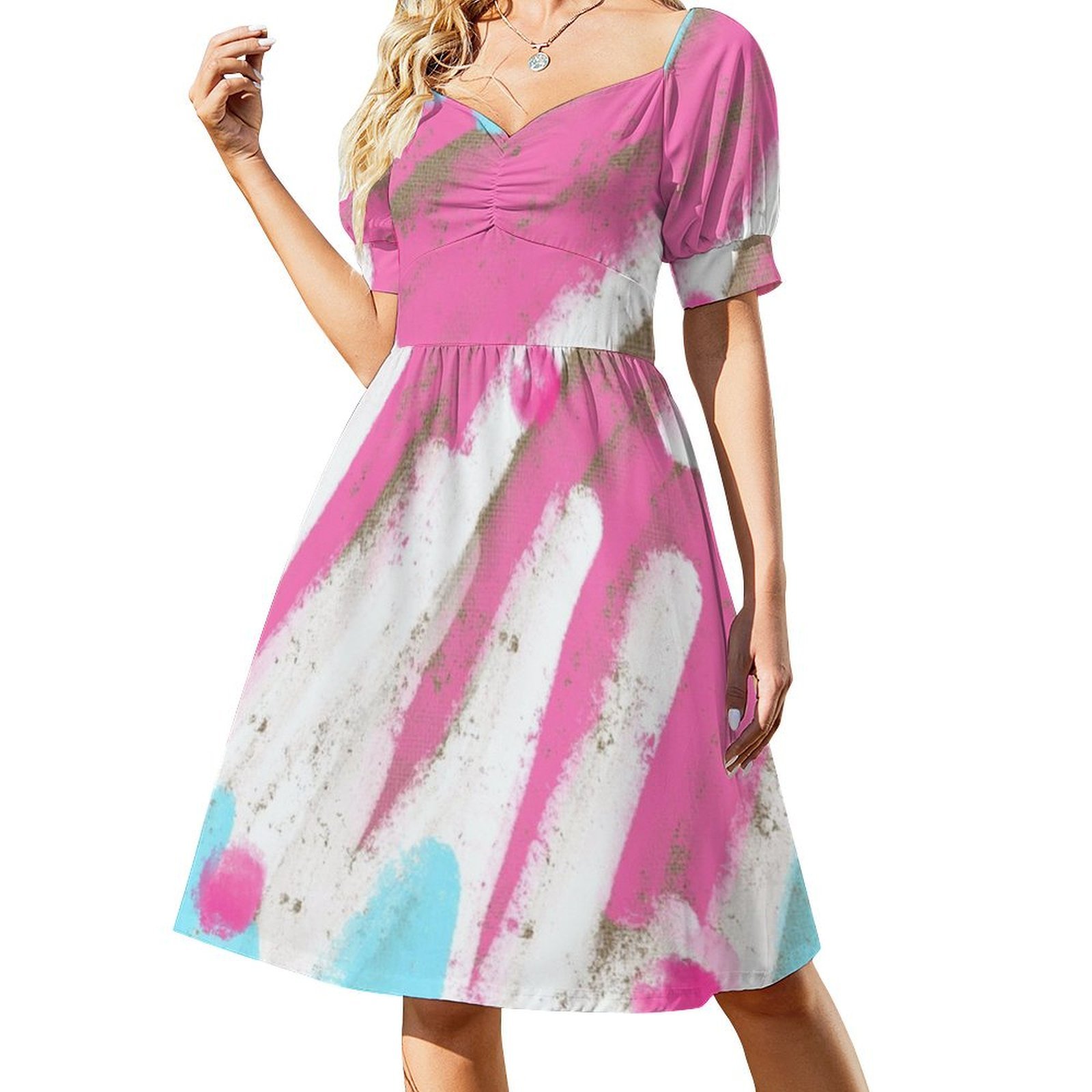 Pink And Blue Boho Chic Dress  - Women Fashion Gown review and price