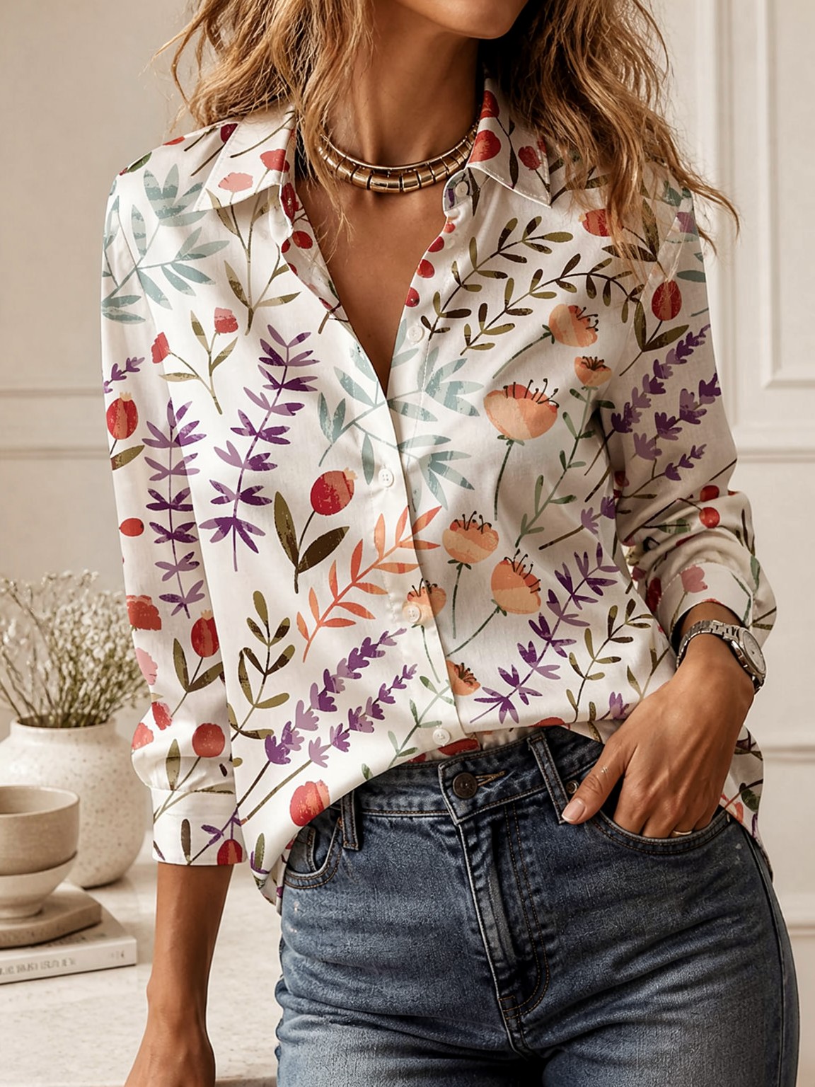 Casual All-match Collared Blou - Women'S Fashion Trends review and price