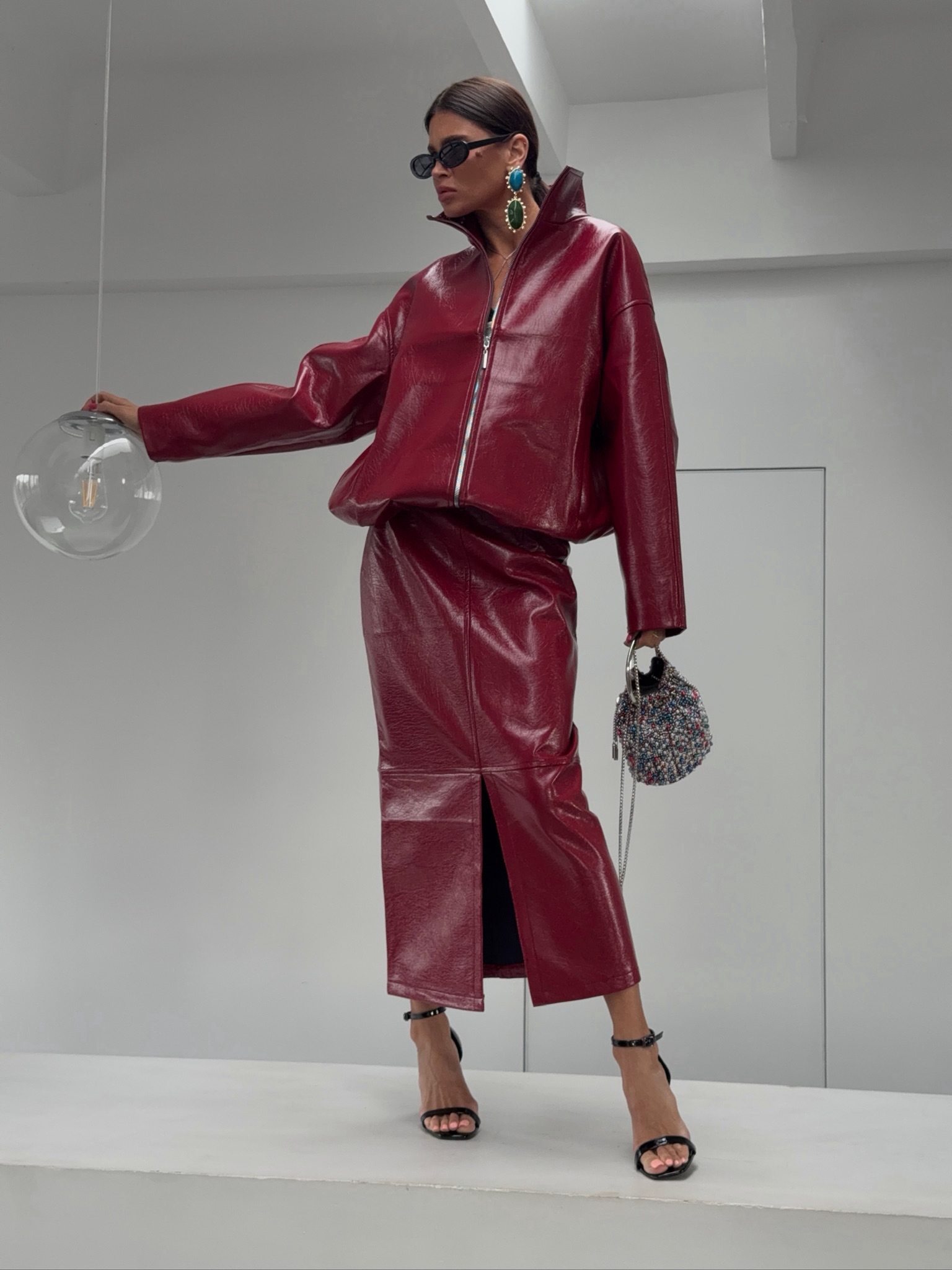 Women Shiny PU Leather 2‑Piece - Women'S Fashion Leather Jacket review and price